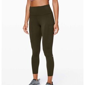 Lululemon Fast and Free Tight II 25" Dark Olive Size 6